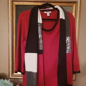 Flash sale Style & co Sweater Dress w sequins trim and matching accent scarf